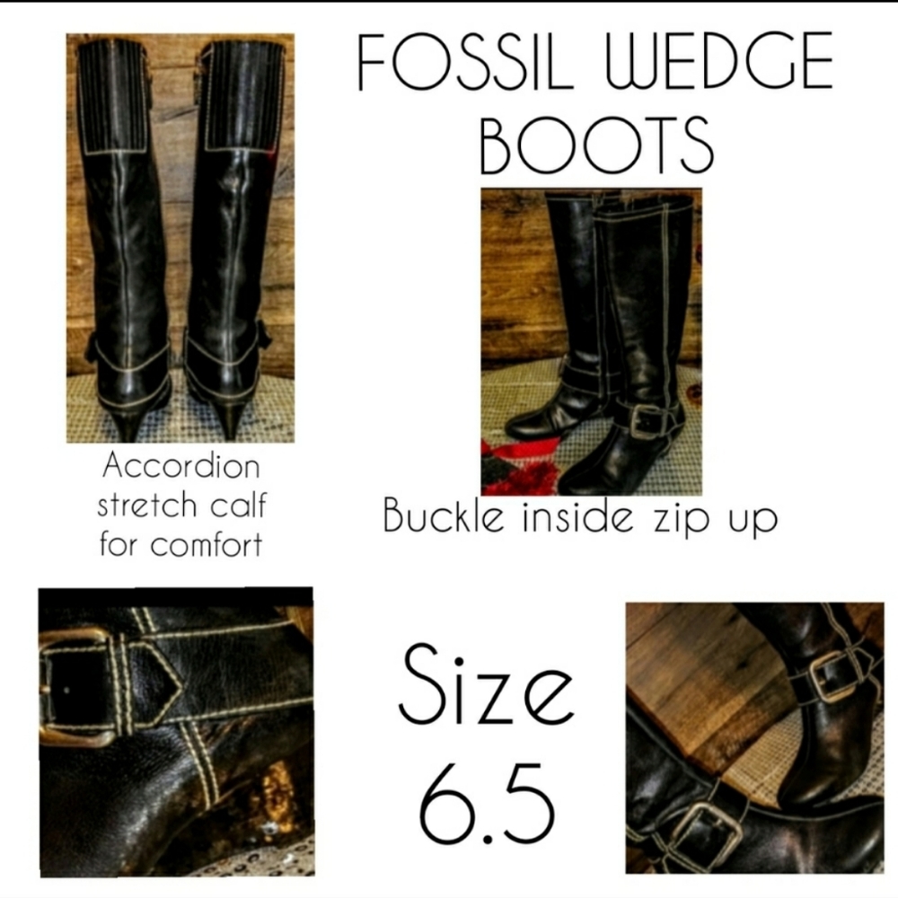 Fossil Boots Size 6.5 Knee High Wedge NWOT - Picture 10 of 12
